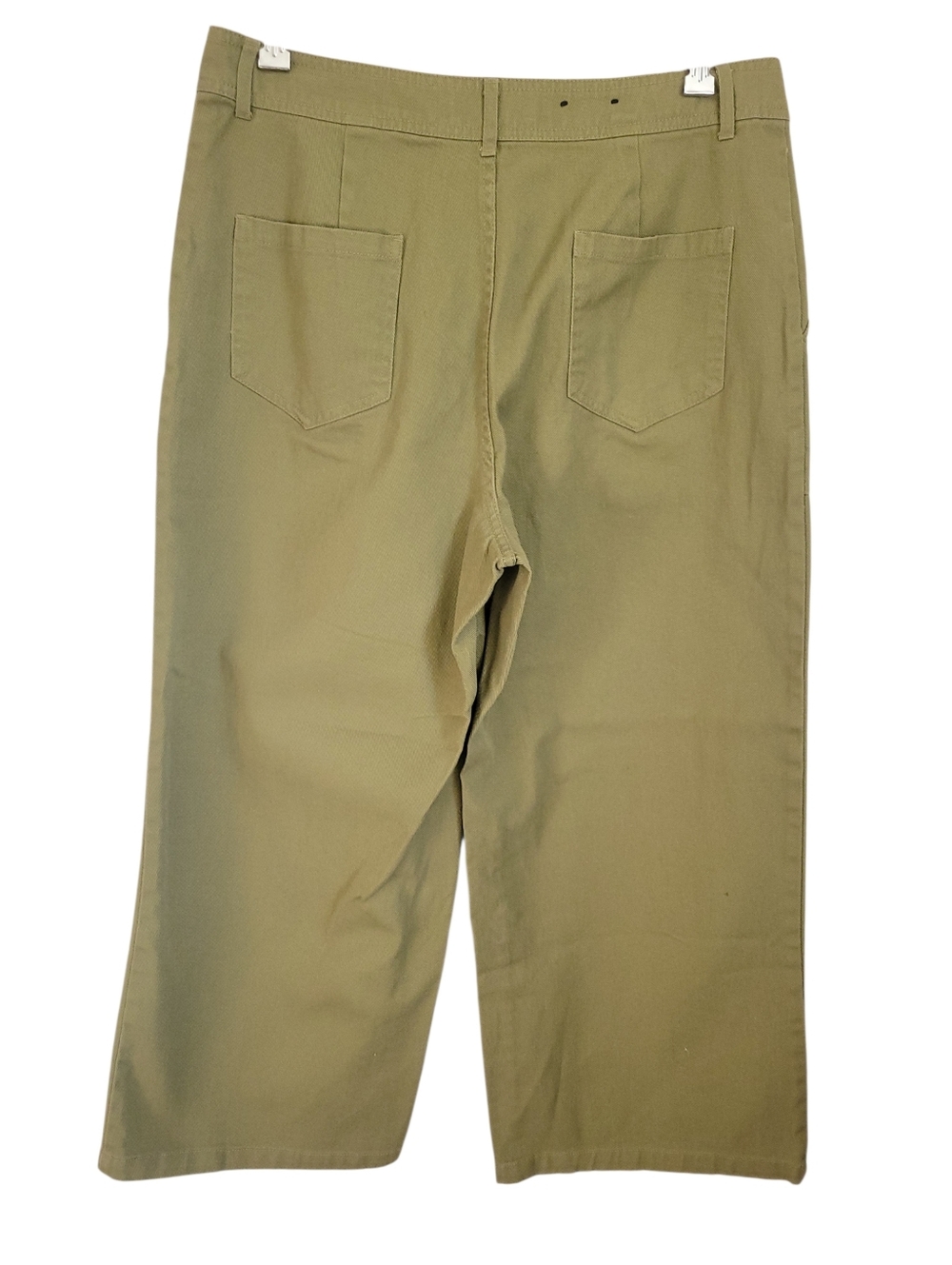 Who What Wear Olive Green Wide Leg Crop Cotton Pants Womens 14 Utility Pockets - Picture 5 of 8